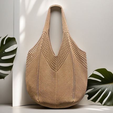 2025 New Cross-Border Bags, Japanese and Korean Tote Bags, Straw Bags, Knitted Bags, Hollow Bags, Beach Bags, Woven Bags for Women