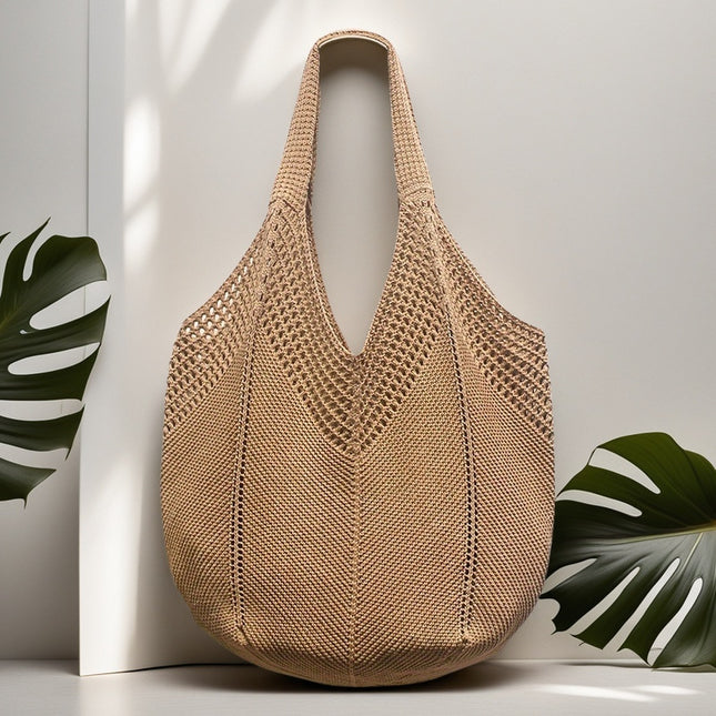 2025 New Cross-Border Bags, Japanese and Korean Tote Bags, Straw Bags, Knitted Bags, Hollow Bags, Beach Bags, Woven Bags for Women