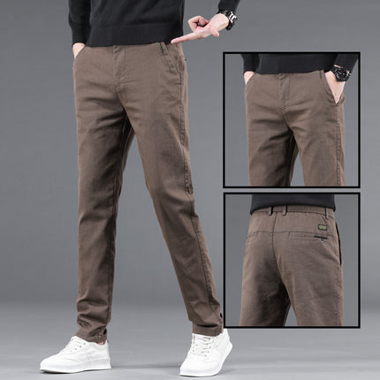 2024 Autumn and Winter Thickened Men's Casual Pants New Style Warm Explosions Straight Slim-fit Business High-end All-match Pants for Men