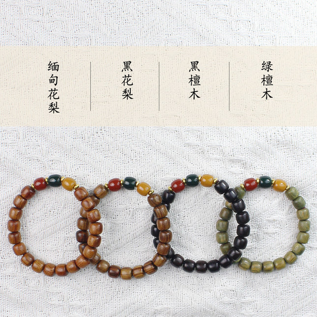 Multi-treasure beads bracelet luminous bamboo bead bracelet women's literary and artistic small fresh jewelry ebony sandalwood green sandalwood rosewood