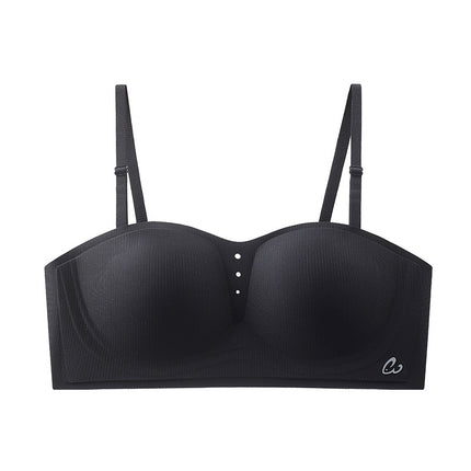 Spring and Summer New Strapless Push-up Bra Women's Upper Bra Thin Half Cup Traceless Shoulder Strap Anti-slip Anti-drop Half Cup Underwear