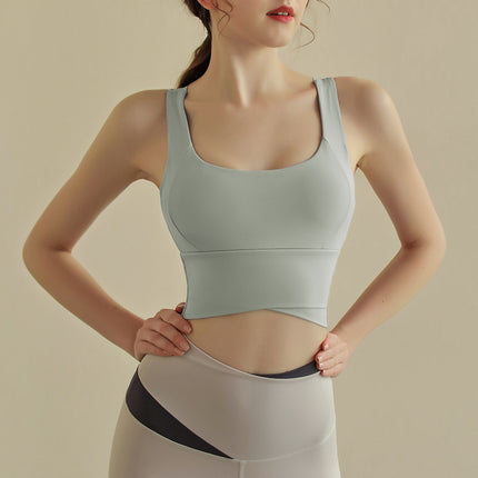Sports Bra Women's Summer High-Intensity Fixed Cup Beautiful Back Running Fitness Belt Chest Pad Push-Up Shock-Proof Yoga Vest