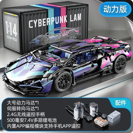 Compatible with Lego Black Gold V12 Cyberpunk Rambo Remote Control Building Blocks Sports Car Racing Children's Toys Cross-Border Wholesale