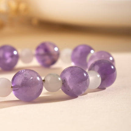 Xiaohongshu's Popular Nine Purple Fire Natural Amethyst Bracelet, Tianshan Green Bead Bracelet, Jewelry Wholesale for Stall Selling