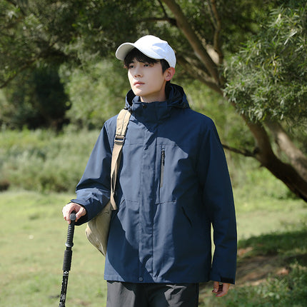 bxh same style jacket men's and women's three-in-one removable winter windproof waterproof outdoor jacket can print logo