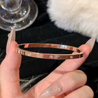 Point drill bright bracelet [rose gold]-titanium steel