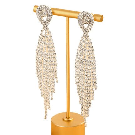 Factory direct approval of European and American temperament vintage jewelry fashion bride Joker earrings diamond tassel earrings earrings