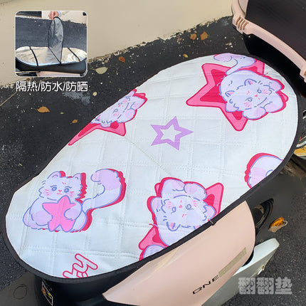 Creative cartoon memory cloth aluminum film summer sunscreen heat insulation waterproof electric car cushion motorcycle dustproof flip pad