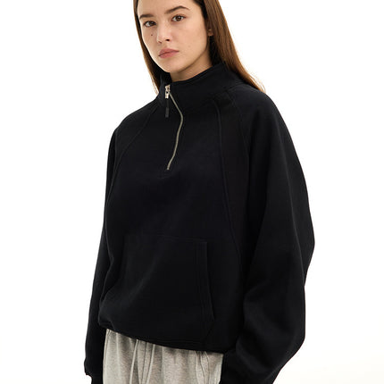 Non-Scub* 25 Autumn/Winter New Cleanfit Line-Segmented Stand Collar Half-Zip Fleece Sweatshirt Casual Sportswear