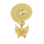 Golden submachine gun skull +5mm Cuban chain