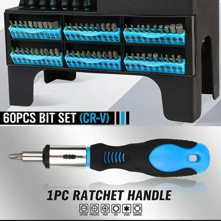 Cross-Border Customizable 118-Piece Manual Screwdriver Bit Set with Demagnetizer, Available in Red, Blue, and Green with Plastic Holder
