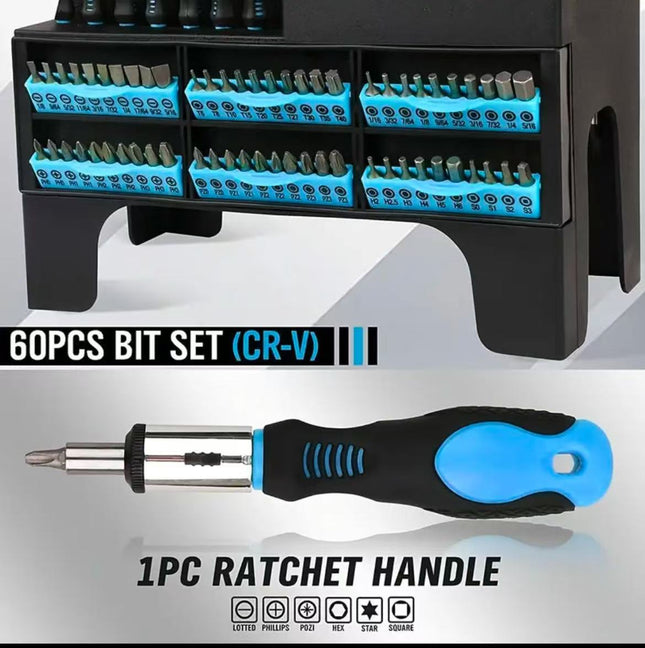 Cross-Border Customizable 118-Piece Manual Screwdriver Bit Set with Demagnetizer, Available in Red, Blue, and Green with Plastic Holder