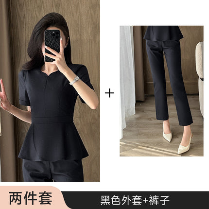 Summer Business Wear Short-sleeved Suit suit Women's Dress Slim-fit Temperament Hotel Front Desk Sales Department Jewelry Store Work Clothes