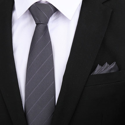 Formal wear wedding tie men's 8CM bridegroom wedding Korean style wine red business tie narrow zipper lazy men and women