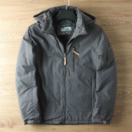 2025 Three-Proof Autumn and Winter Outdoor Velvet Cotton Jacket Men's Jacket Casual Removable Hooded Windbreaker Loose Jacket for Men
