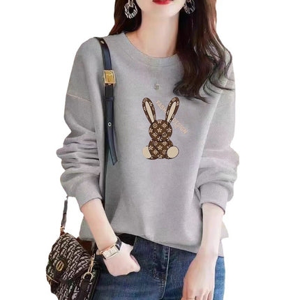 Heavy Chinese Cotton Sweater fleece-lined Thickened Autumn and Winter Printed Loose Couple's Top Long Sleeve Unisex Base Shirt