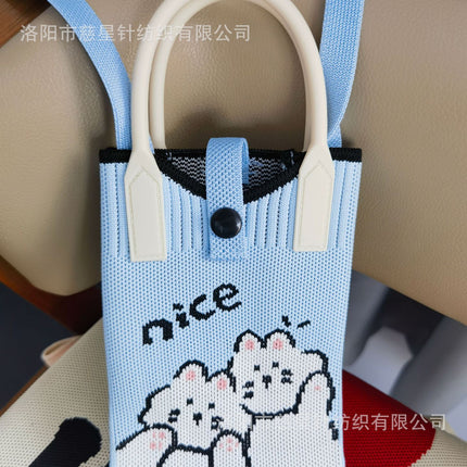 Girl's Heart-Shaped Knitted Crossbody Bag