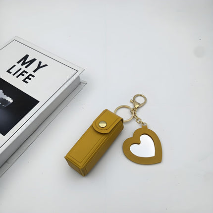 2024 Small Lipstick Bag Mini with Mirror Portable Women's Lipstick Keychain Emerald Green Cute