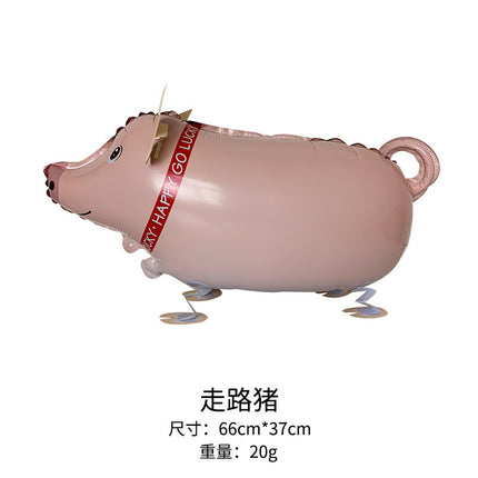 Walking animal balloon online celebrity cartoon walking pig balloon night market stall push aluminum film balloon wholesale