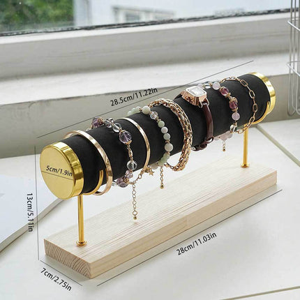 Golden Three-layer Jewelry Display Rack Bracelet Rack Iron Jewelry Props Stepped Wooden Base Bracelet Stand Stall
