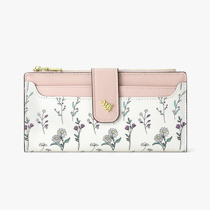 New Long Wallet Ins Women's Korean-style High-end Coin Purse Student's Fresh Flower Card Bag Cross-border Wallet