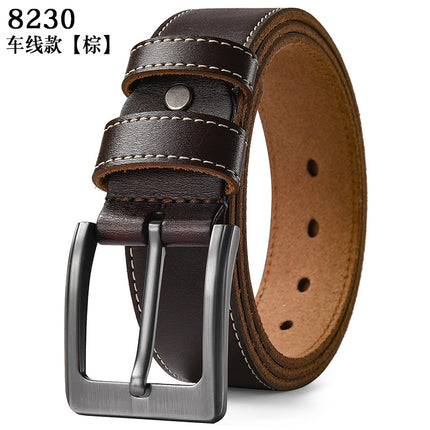 Manufacturer Wholesale Men's Pin Buckle Pure Cowhide Leather Belt Retro Plus Large Size Belt Men's Trouser Belt Dropshipping