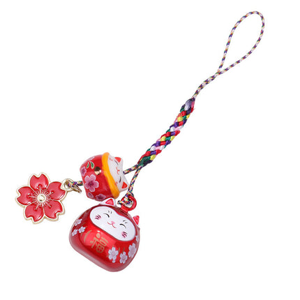 Magic Color Water Bell Cherry Blossom Lucky Cat Mobile Phone Chain Lucky Nafu Gemini Cat Cute Pendant Key Bag Pendant