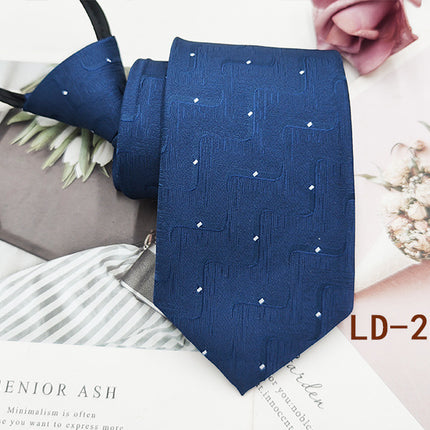 Factory In-Stock Zipper Tie Men's Formal Business 8cm Lazy Tie Red Black Striped Workplace Striped Tie