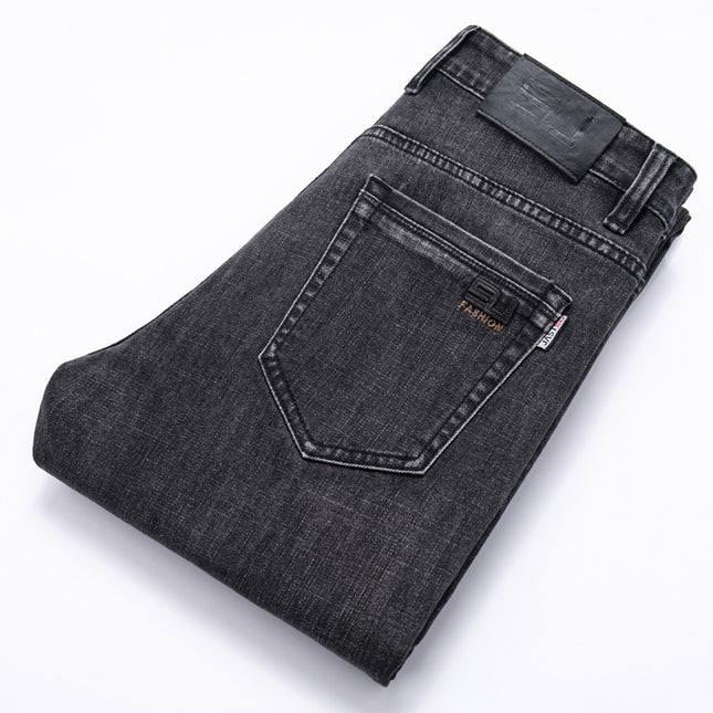 2024 spring new men's light business jeans men's fashion men's jeans small straight pants