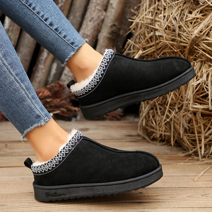 2023 autumn and winter New snow boots low tube slip-on cotton shoes ethnic style warm lazy shoes foreign trade order generation