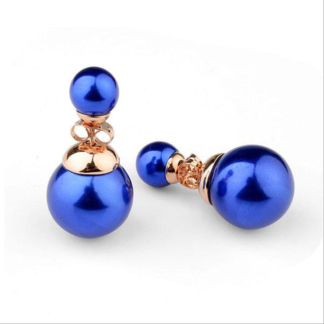 New Korean style star with fashion pearl earrings sweet temperament girl earrings double-sided pearl multi-wear method