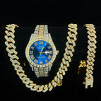 Gold, blue and gold (watch + bracelet + necklace)