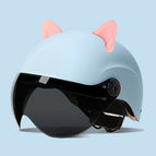 One size fits all / Summer helmet frosted blue + summer helmet sunscreen glasses + accessories (rabbit ears pink)