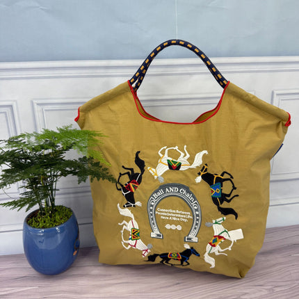 ball chain Japanese high quality eco-friendly shopping bag embroidered hand canvas bag nylon shopping bag