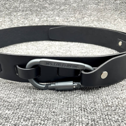 New Ins Style Silver Grey Climbing Climbing Climbing Buckle Letter Carving Machine Black Belt Belt Men's and Women's Trendy Outdoor