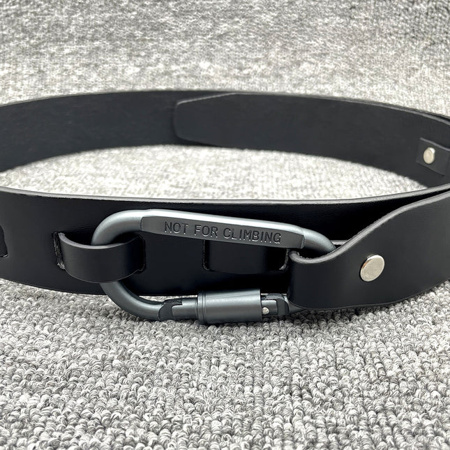 New Ins Style Silver Grey Climbing Climbing Climbing Buckle Letter Carving Machine Black Belt Belt Men's and Women's Trendy Outdoor
