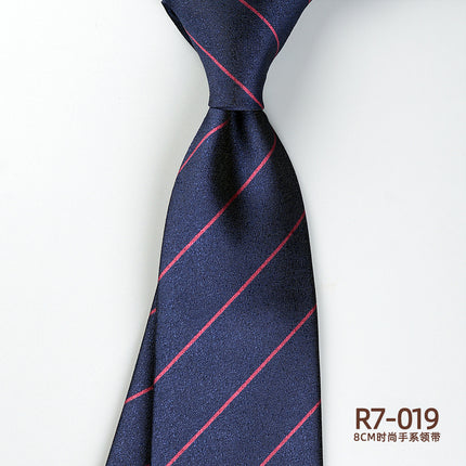 Korean-style British Business Dress Brown Green Suit Shirt Accessories All-match Retro Hand-Style 8cm Striped Tie for Men
