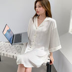 M jacquard shirt dress white / One size fits all