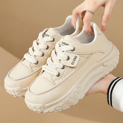 Women's Casual Shoes Ins Versatile Single Shoes Thick-Soled Height-Increasing Shoes Tire-Soled Women's Shoes Comfortable Non-Tiring White Shoes