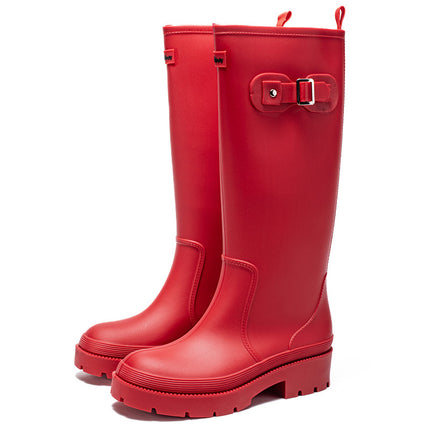 Rain Boots for Women, Fashionable Outer Wear High Rain Boots, New Internet Celebrity Water Shoes, Adult Water Boots, Non-Slip Waterproof Thick-Soled Rubber Shoes