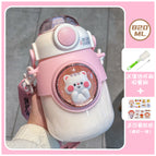820ML / Pink + cleaning tools + cartoon stickers
