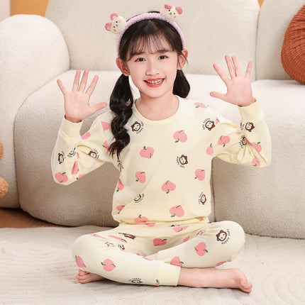 2025 Autumn and Winter Children's Thermal Underwear Set Cotton Pajamas Baby Dinosaur Thermal Top and Bottom Full Cotton Warm and Cold-Proof