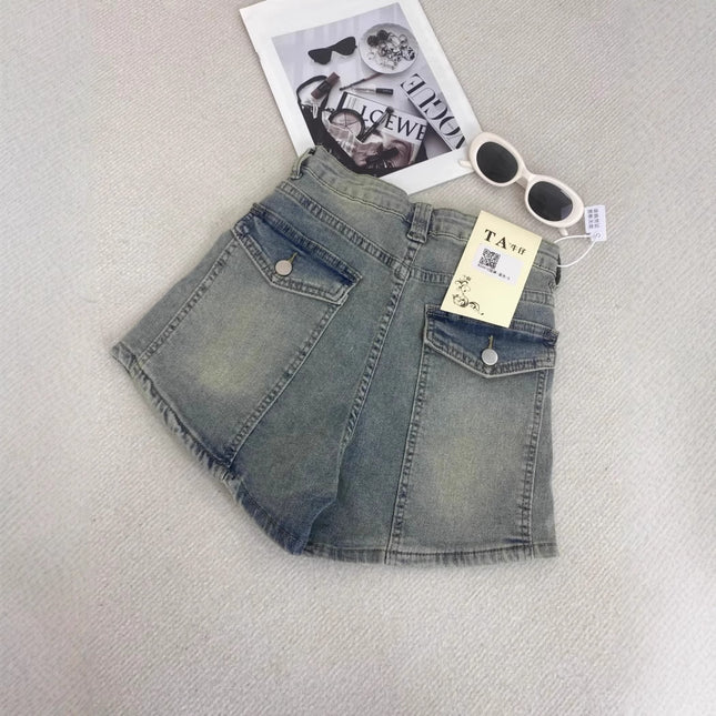 American Retro Hot Girl Denim Shorts Trendy Outfit Slimming Butt-Lifting A-Line Hot Pants 2025 Summer New Women's Fashion