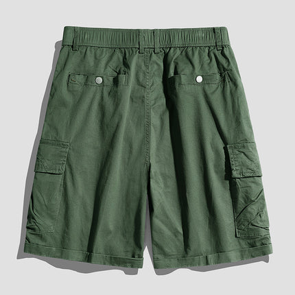 Loose Tooling Pants Men's Summer Japanese Tooling Washed Cotton Casual Shorts Men's Trendy Brand Stretch Pants