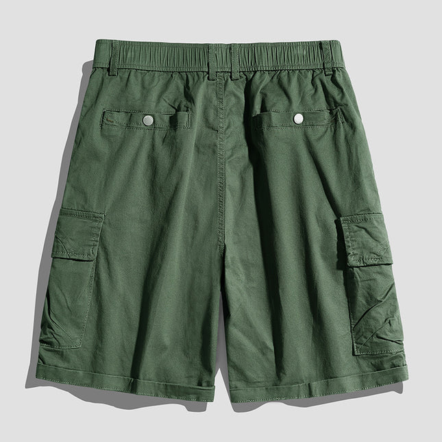 Loose Tooling Pants Men's Summer Japanese Tooling Washed Cotton Casual Shorts Men's Trendy Brand Stretch Pants