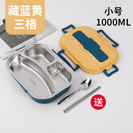 304 stainless steel student lunch box with lid office worker compartment lunch box ins style deepened heat preservation lunch box microwave oven