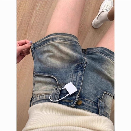 American Hot Girl Distressed Denim Shorts for Women Summer 2025 New Thin Versatile Slimming Wide-Leg A-Line Shorts Trendy