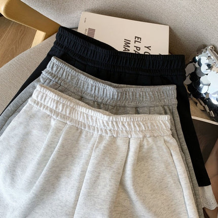 Lace Splicing Sports Casual Shorts for Women 2025 New Elastic High Waist Slimming Versatile Loose Wide Leg Pants