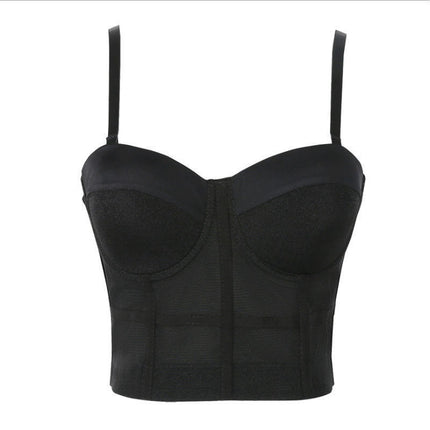 Cross-Border Trade Women's Tube Top Push-Up Bra Solid Color Mesh Fishbone Bra Camisole Top Wholesale Sexy Style