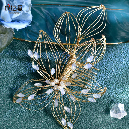 Yulapan HP257 Foreign Trade Hair Creative Bride Hair Accessories Handmade Hollow Flower Comb Headwear Korean Hair Comb